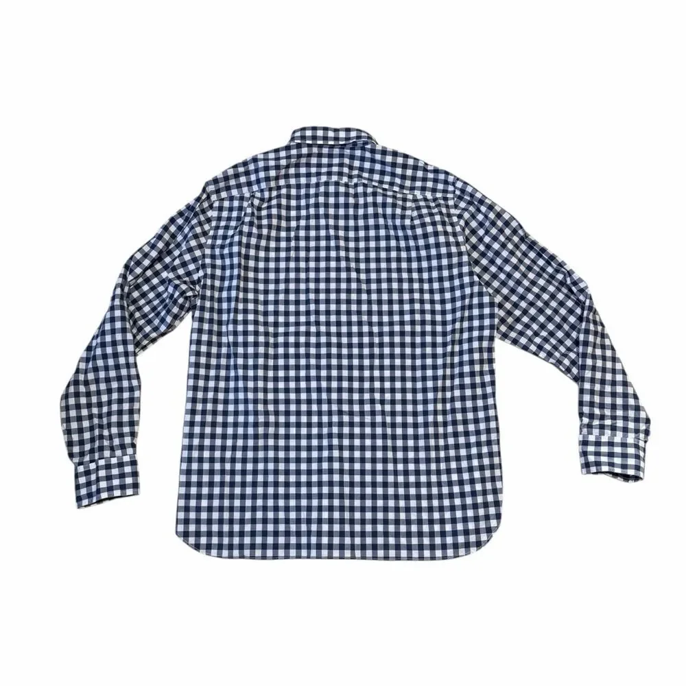 J Crew 2 Ply 100% Cotton Blue White Checkered Button Down Shirt Size XL